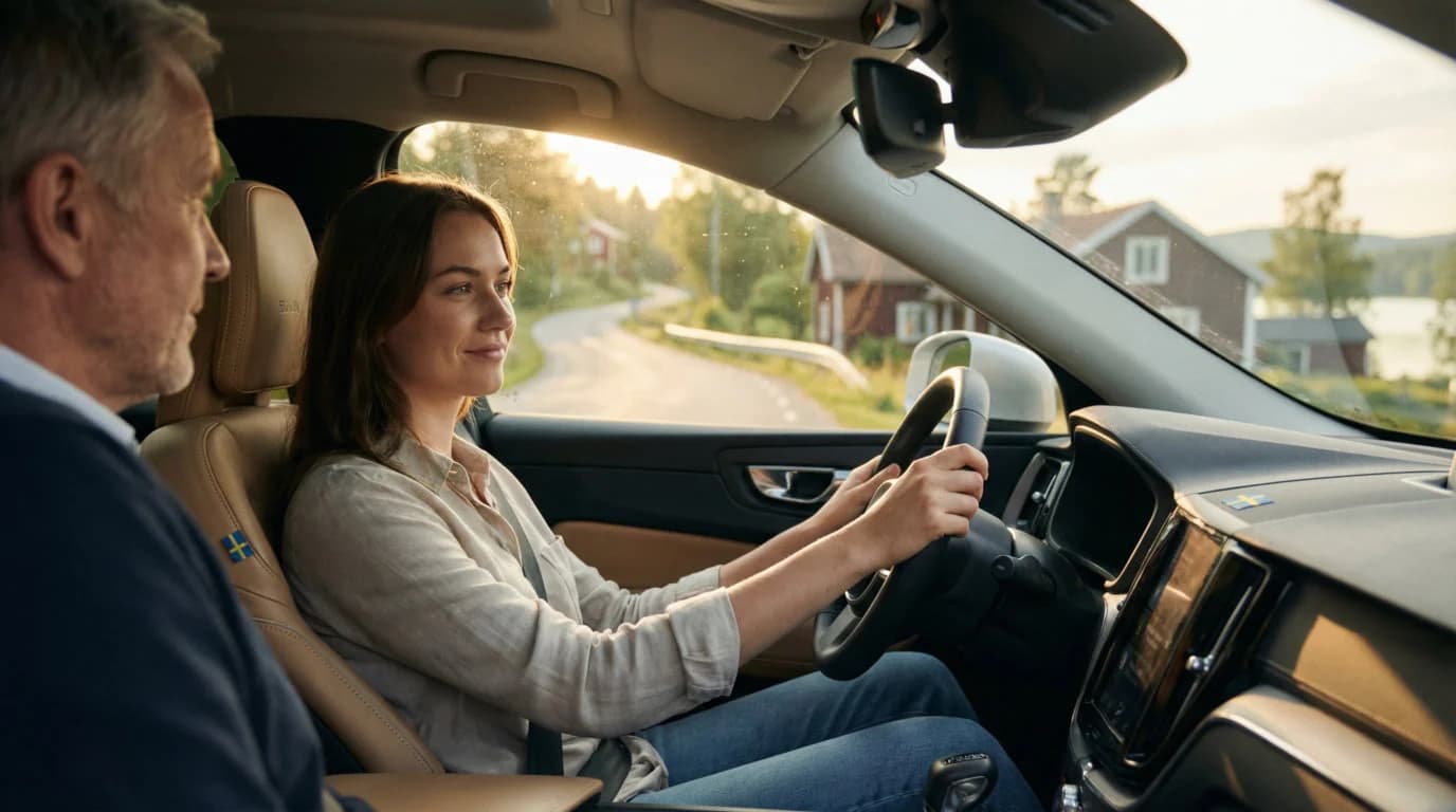 Elev kör med instruktör vid sin sida under körlektion